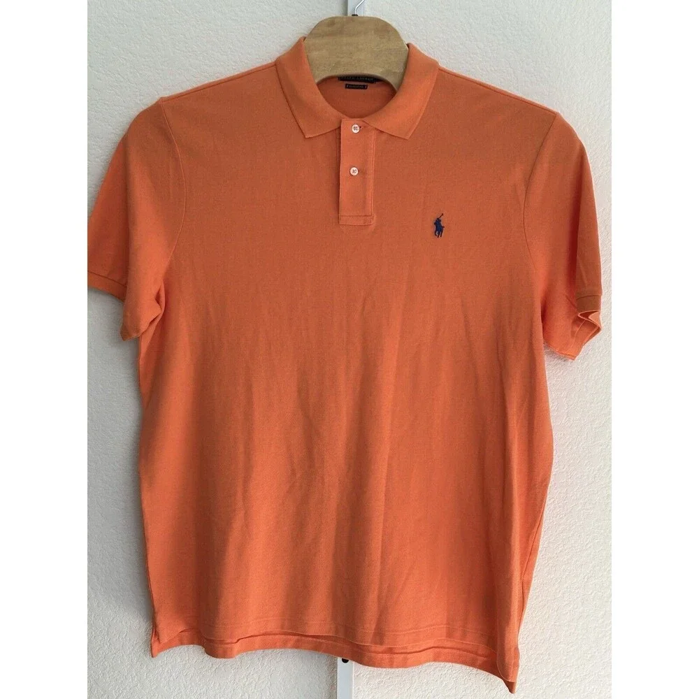 Polo Ralph Lauren Orange Short Sleeve‎ Classic Fit Polo Shirt Men's XL TG